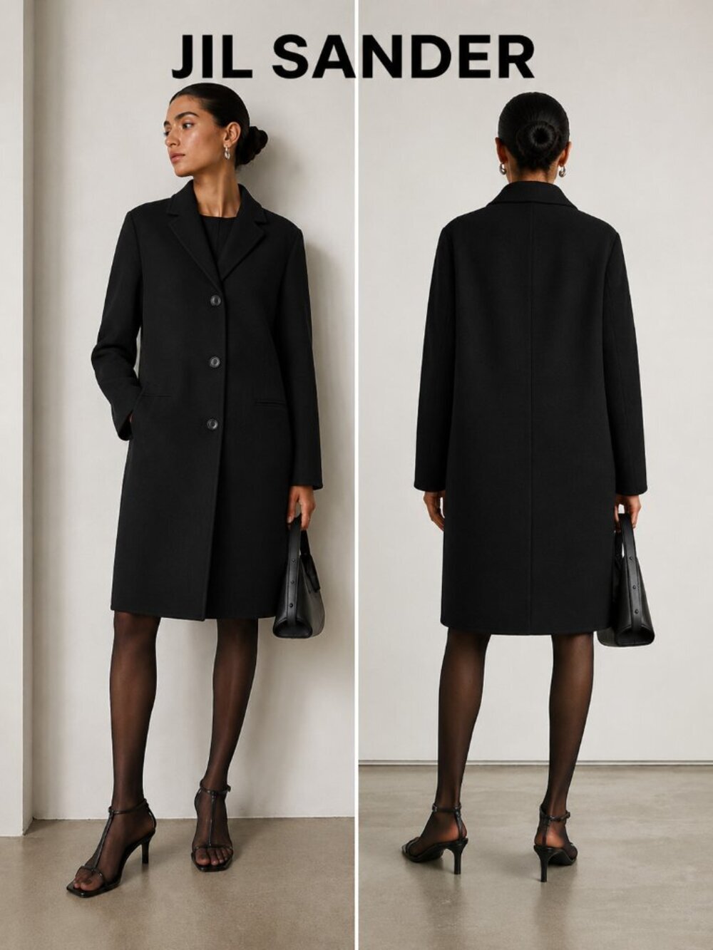 Jil Sander Wool Coat Size 48 Navy Blue Italy Minimalist Luxury Overcoat